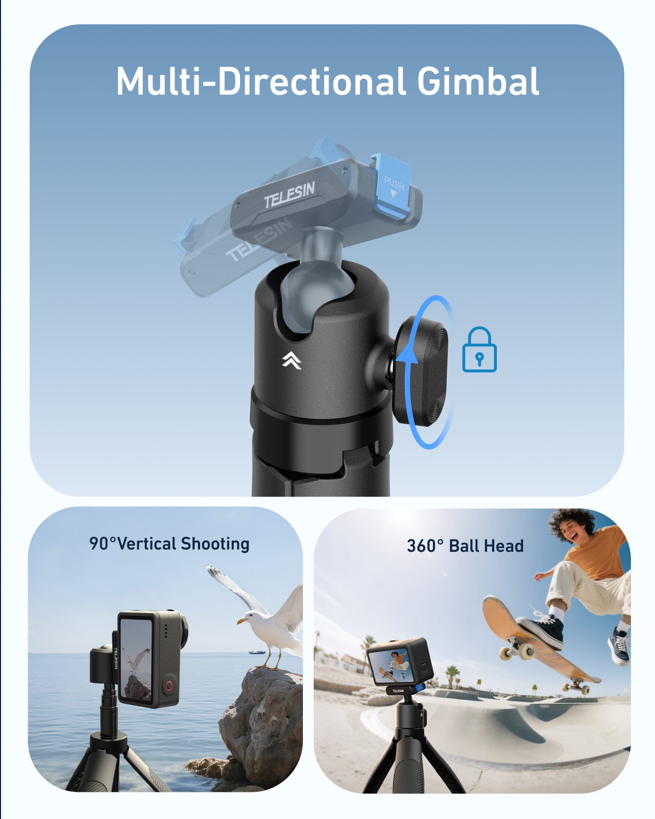 Telesin Tháo Lắp Nhanh Gậy Chụp Ảnh Selfie cho DJl Action | S1-MNP-13-TDJ | Chính hãng | FullVAT