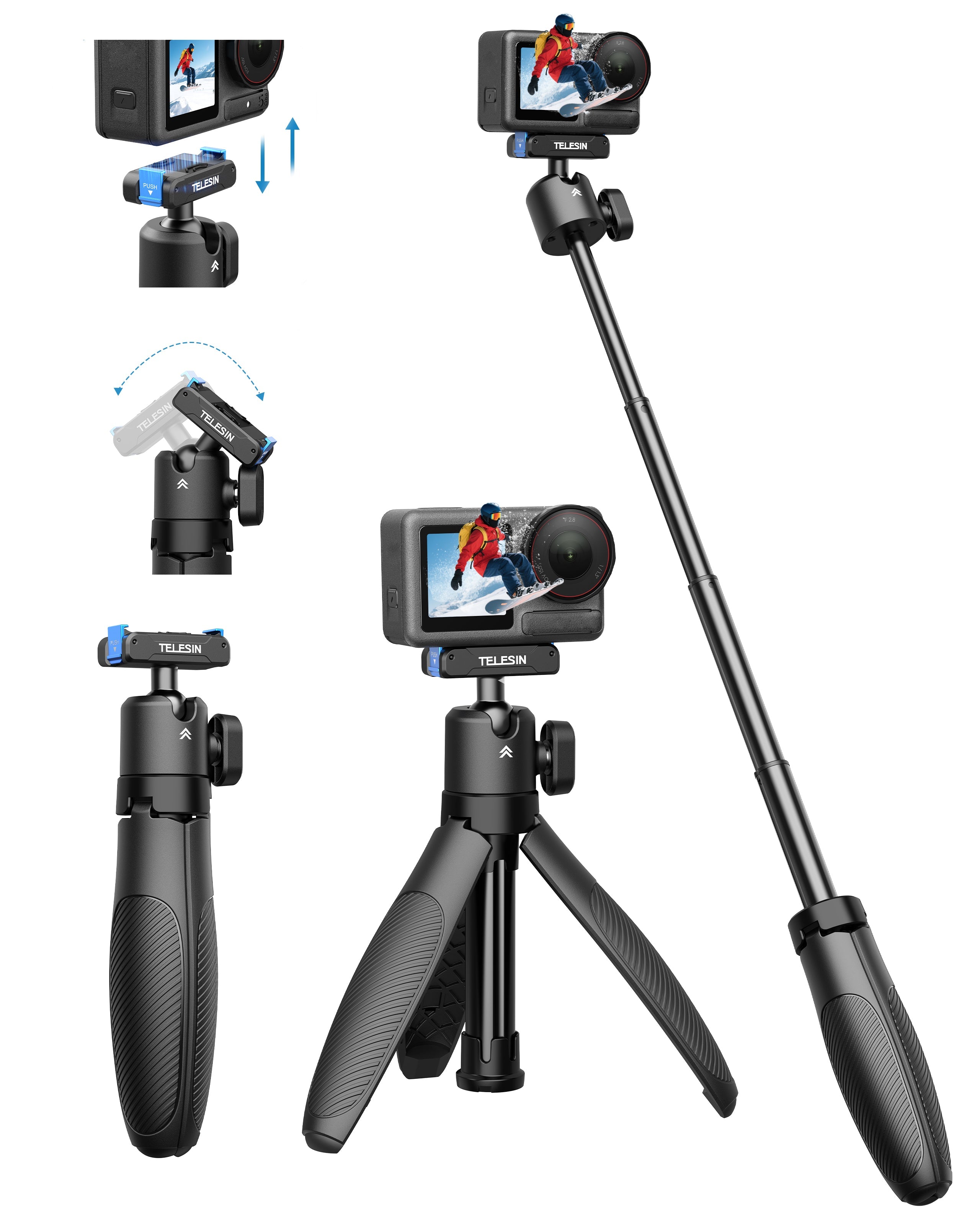 Telesin Tháo Lắp Nhanh Gậy Chụp Ảnh Selfie cho DJl Action | S1-MNP-13-TDJ | Chính hãng | FullVAT