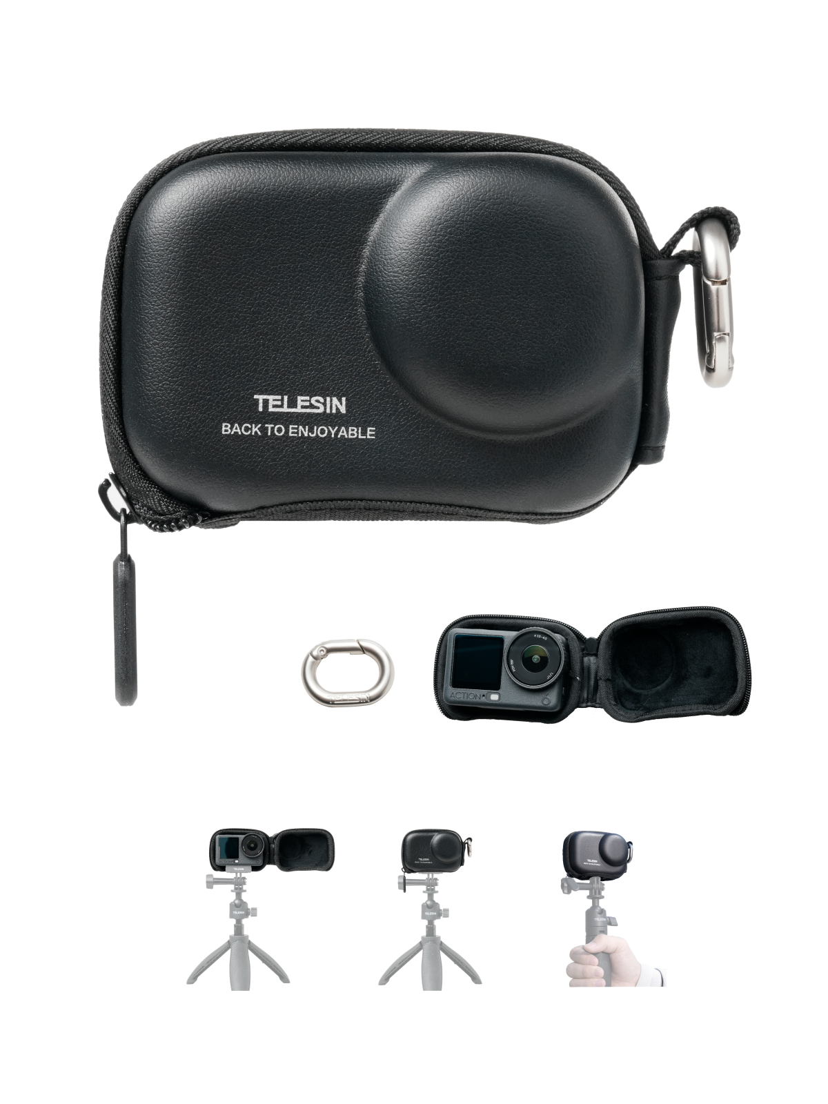 Telesin Túi Hộp Đựng Mini Cho DJI Action 5 Pro / 6 | S6-PRC-33BK-TDJ | Chính hãng | FullVAT