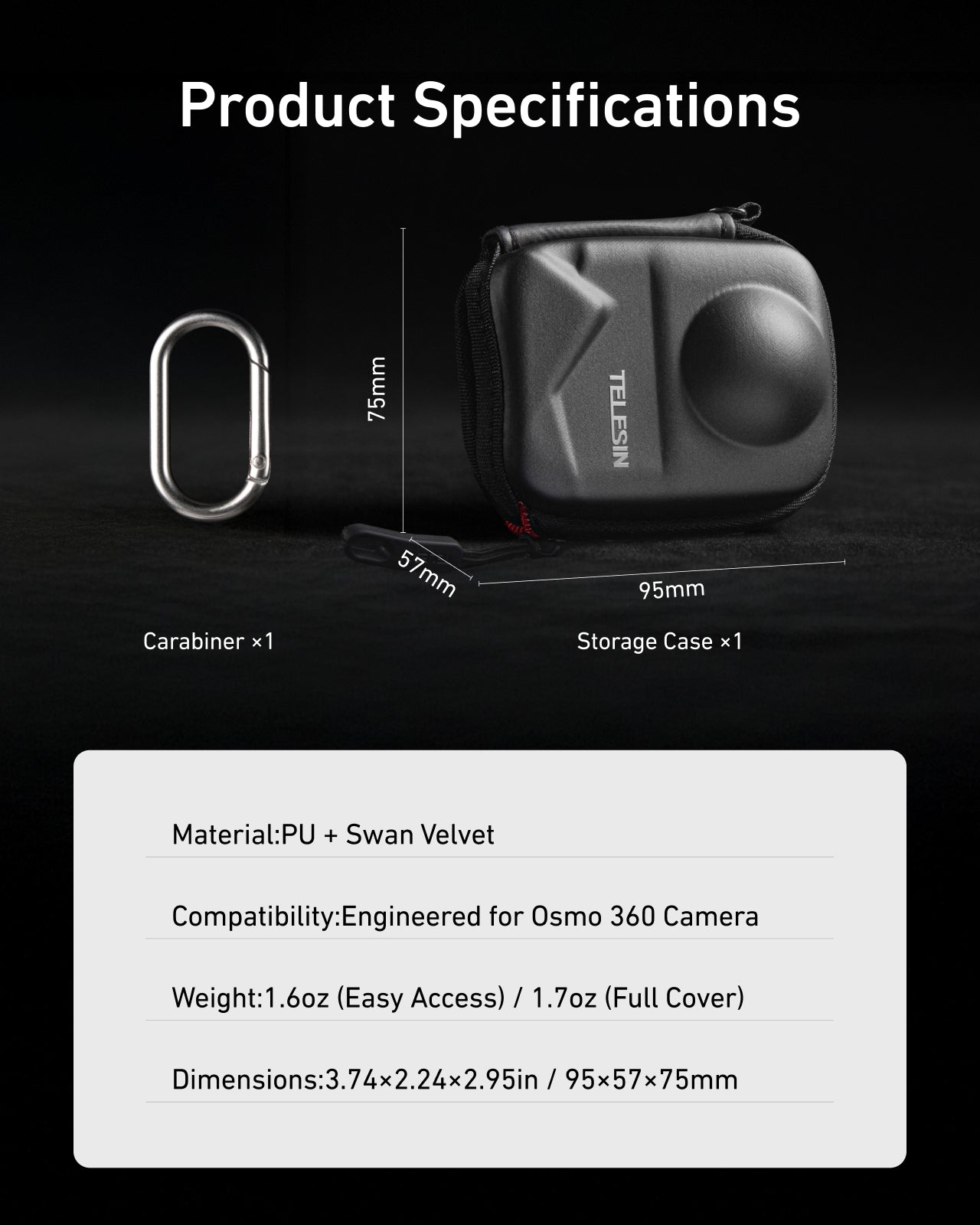 Telesin Túi Hộp Đựng Mini Cho DJI Osmo 360 | S6-PRC-22-TDJ | Chính hãng | FullVAT