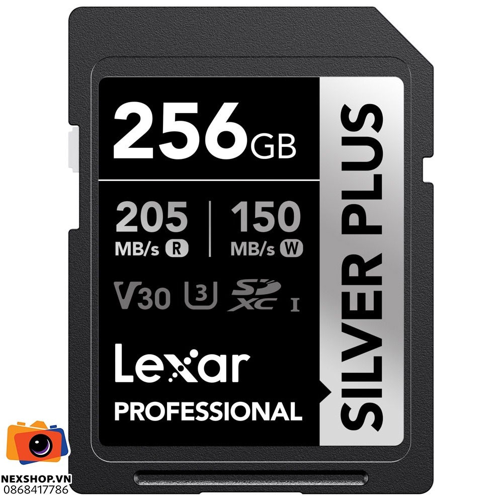 Thẻ nhớ Lexar 256GB Pro Silver Plus SDXC V30 UHS-I U3 205MB/s | Chính hãng