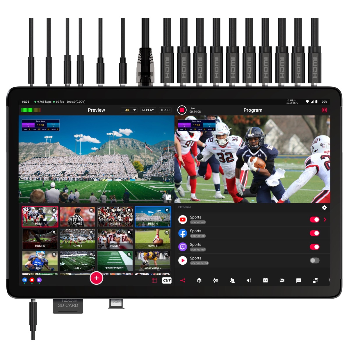 Thiết Bị Livestream YoloLiv YoloBox Extreme 8 HDMI In 4K60 | Hàng Chính Hãng