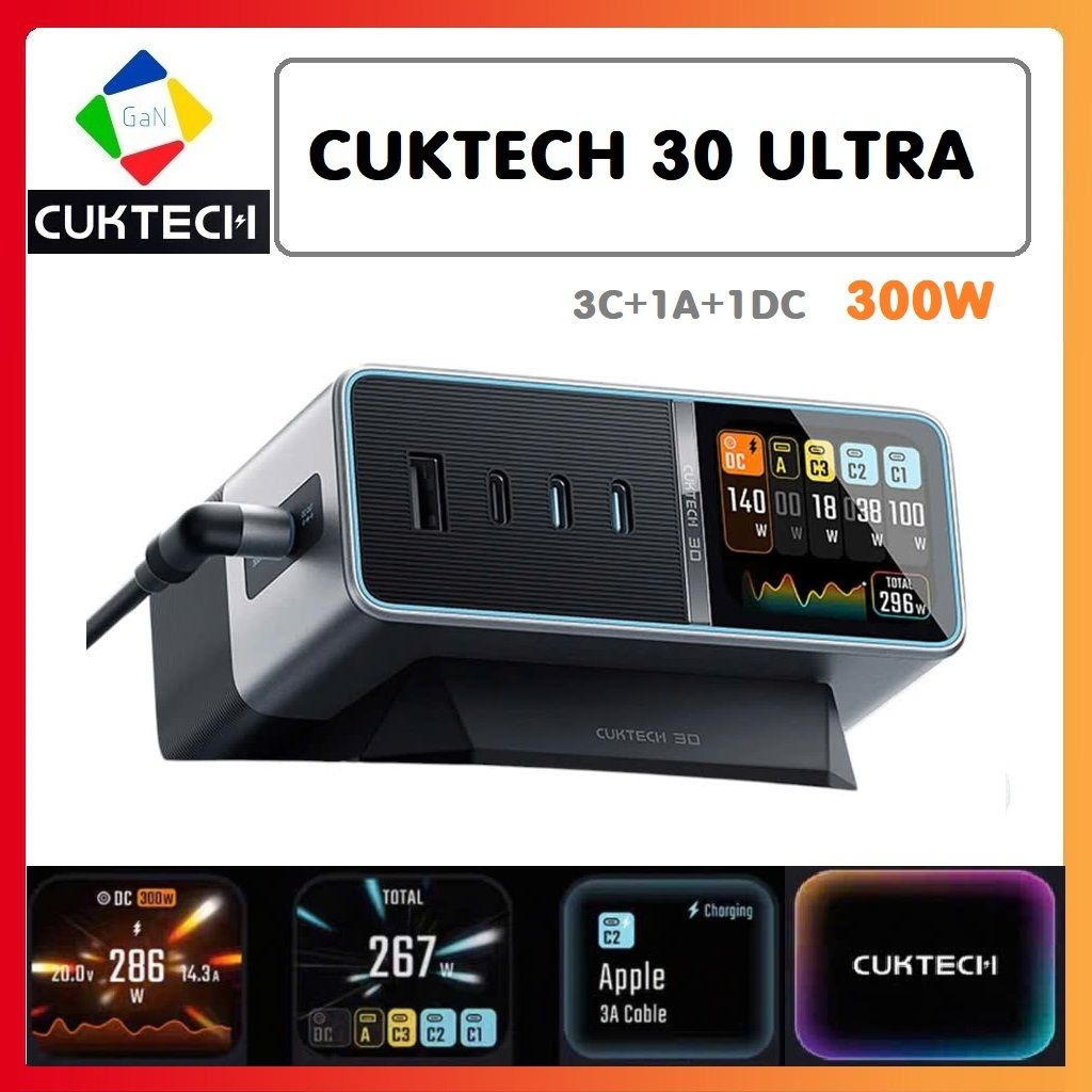 Trạm Sạc Cuktech 30 Ultra 300W | Gắn Desktop | Chính hãng
