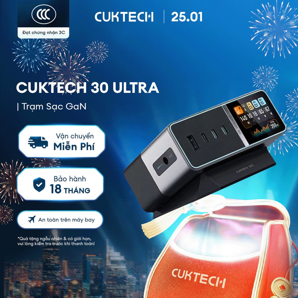 Trạm Sạc Cuktech 30 Ultra 300W | Gắn Desktop | Chính hãng