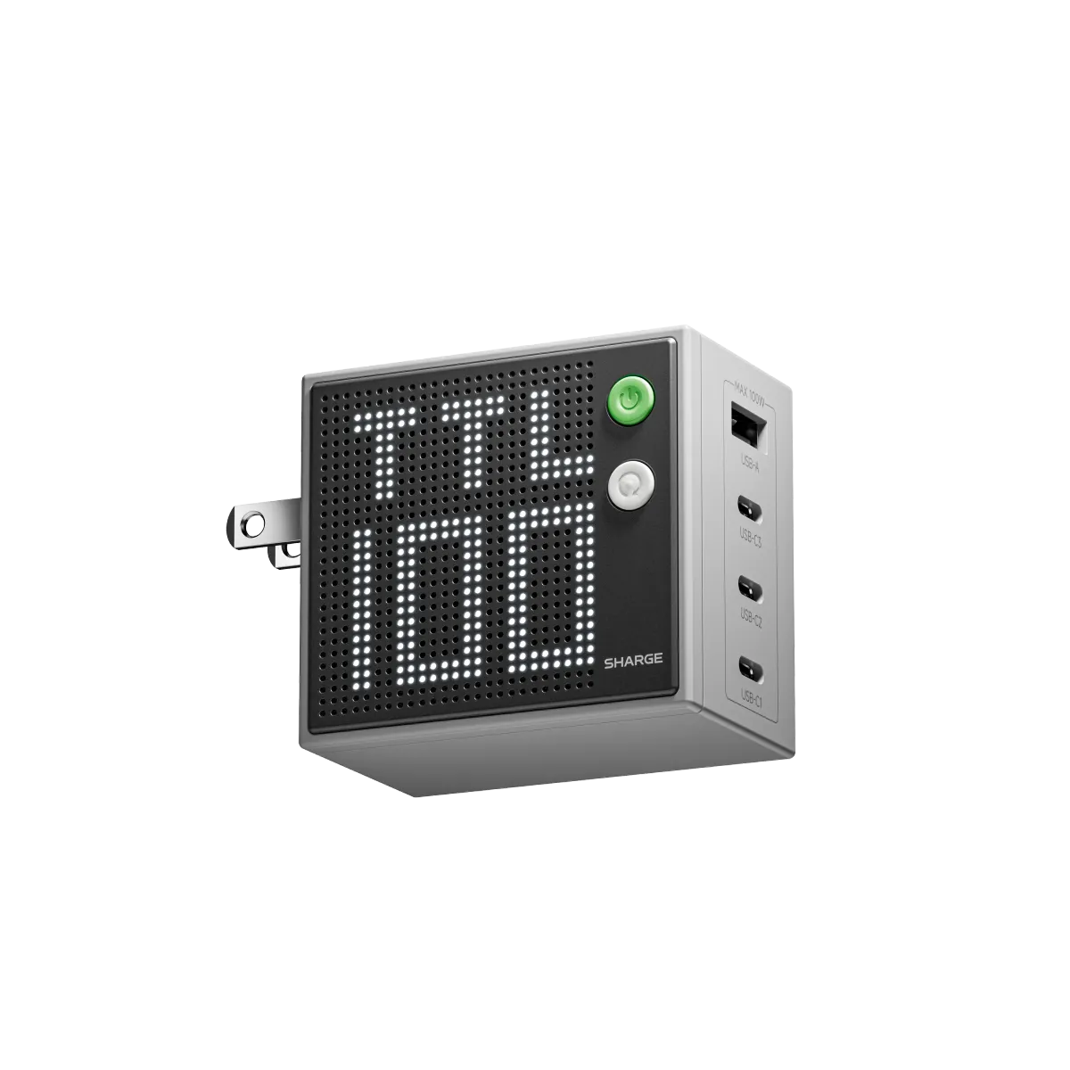 Củ sạc SHARGE Pixel 140 GaN | 140W, 3 Cổng, Màn Hình Dot-Matrix | Chính hãng