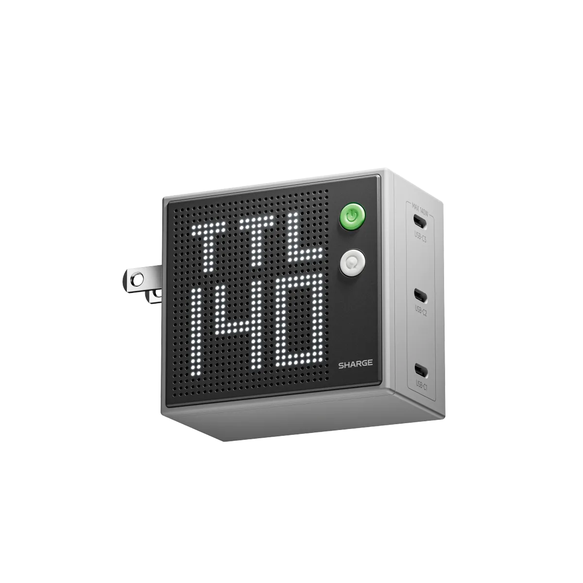 Củ sạc SHARGE Pixel 140 GaN | 140W, 3 Cổng, Màn Hình Dot-Matrix | Chính hãng