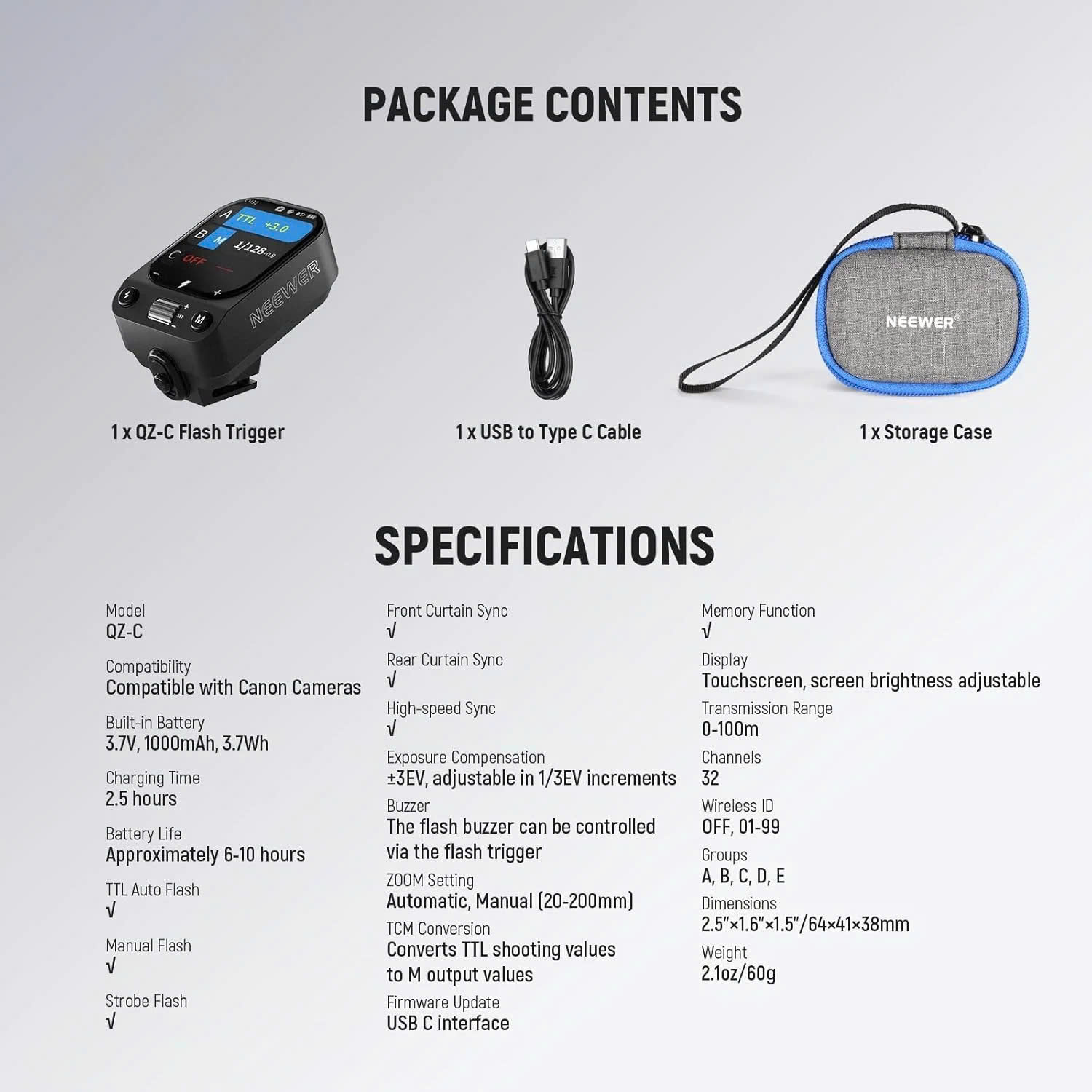 Trigger Neewer QZ TTL for Canon/Sony/Nikon | Chính hãng
