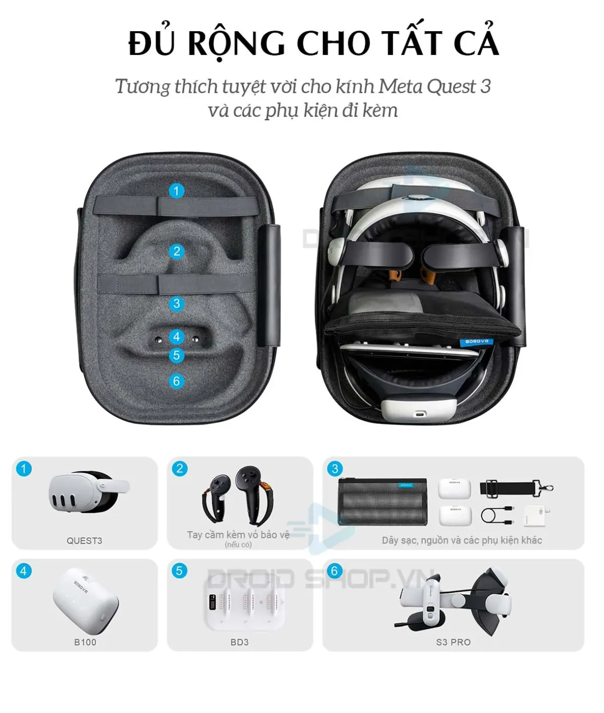 Túi Đựng VR BOBOVR C3 | Cho Meta Quest 3 – Quest 3S | Chính hãng