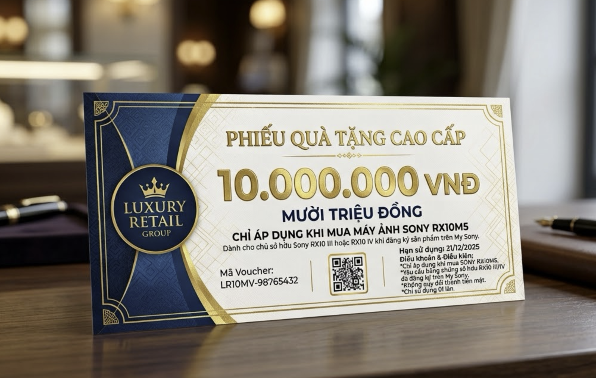 Voucher 10.000.000 đồng ( Khách hàng sở hữu Sony RX10 III hoặc RX10 IV khi đăng ký sản phẩm trên My Sony )