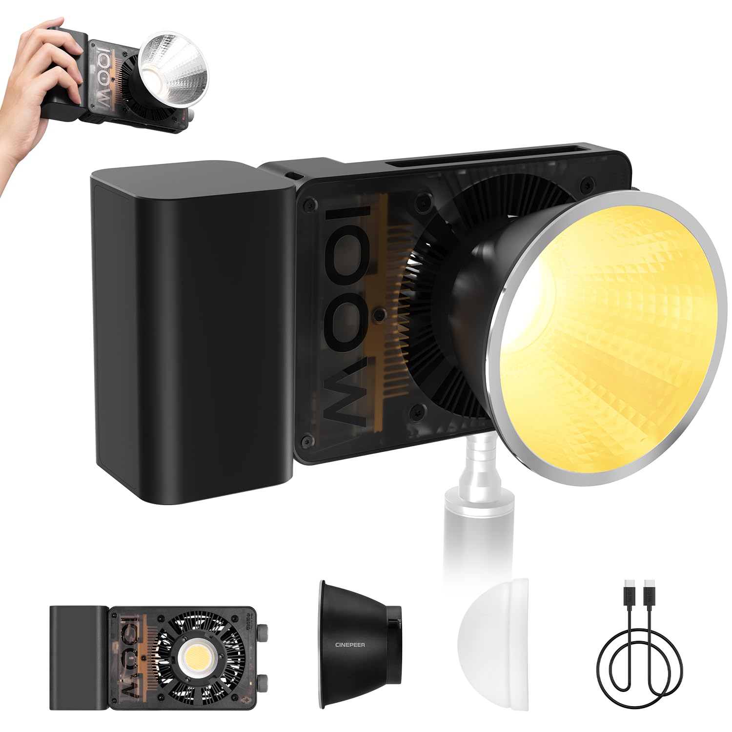 ZHIYUN CINEPEER CX100 - Đèn led cầm tay 100W có pin trong