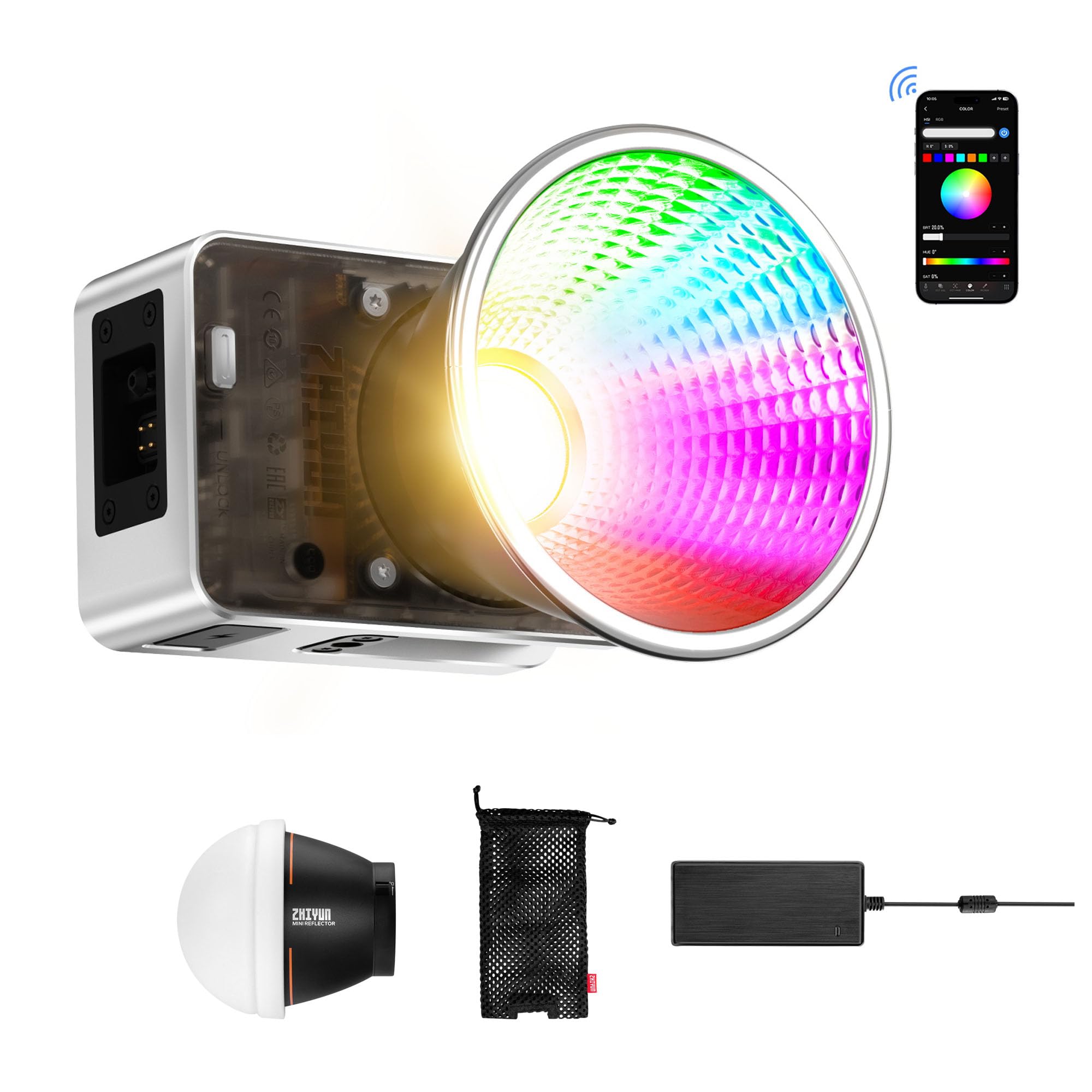 Zhiyun Molus X60 RGB đèn cầm tay 60W điều chỉnh nhiều màu sắc nhỏ gọn
