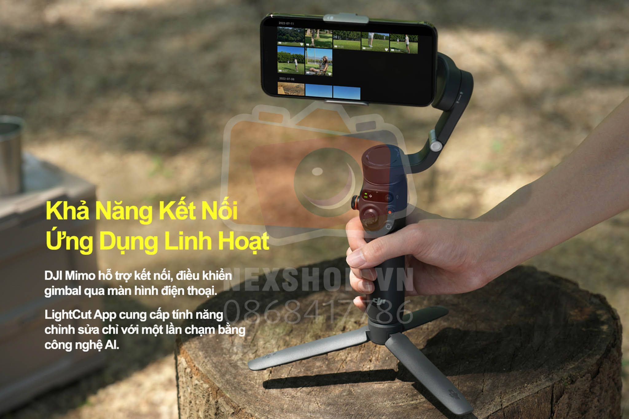 Ứng dụng Mimo giúp điều khiển gimbal trên điện thoại, hoặc chỉnh sửa qua 1 lần nhấn cùng LightCut