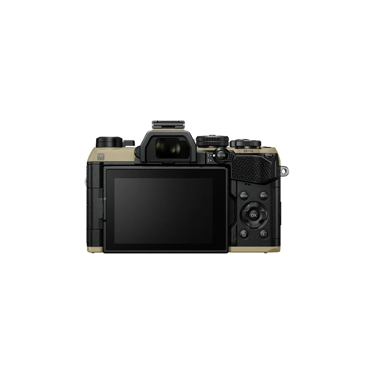 Bộ máy ảnh OM SYSTEM OM-5 Mark II kèm ống kính M.Zuiko Digital ED 14-150mm F4-5.6 II (Sand Beige) | Chính hãng - Cận cảnh mặt trước và cấu tạo thấu kính/cảm biến