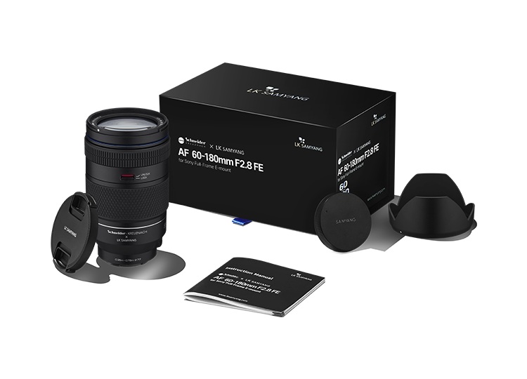 Trọn bộ phụ kiện đi kèm của Ống kính Samyang AF 60-180mm f/2.8 FE cho Sony E | Chính Hãng NexShop