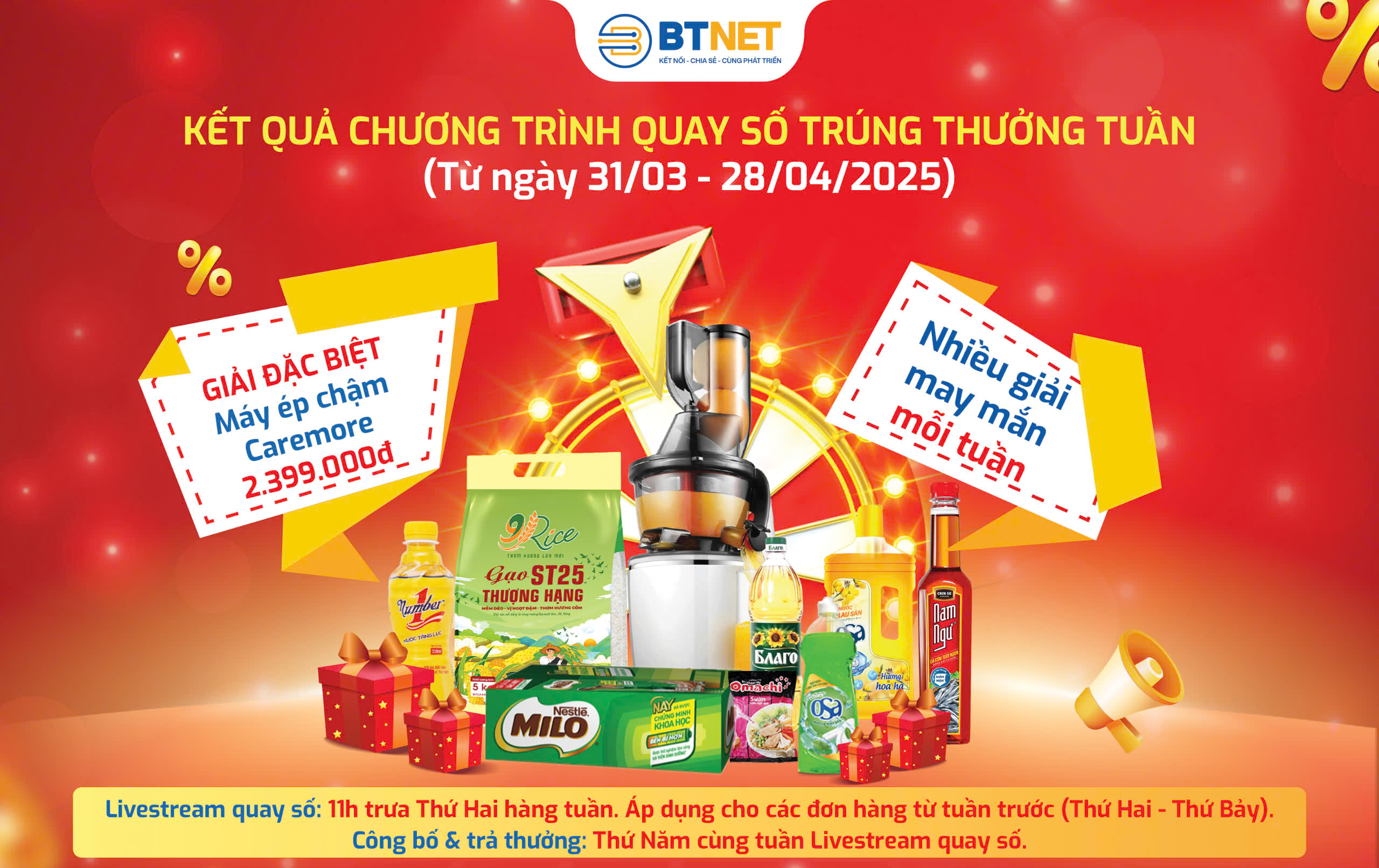 CHÚC MỪNG 21 THÀNH VIÊN TRÚNG THƯỞNG CHƯƠNG TRÌNH QUAY SỐ TUẦN THÁNG 3-4/2025