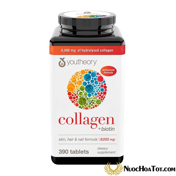 Viên uống Youtheory Collagen + Biotin 390 viên