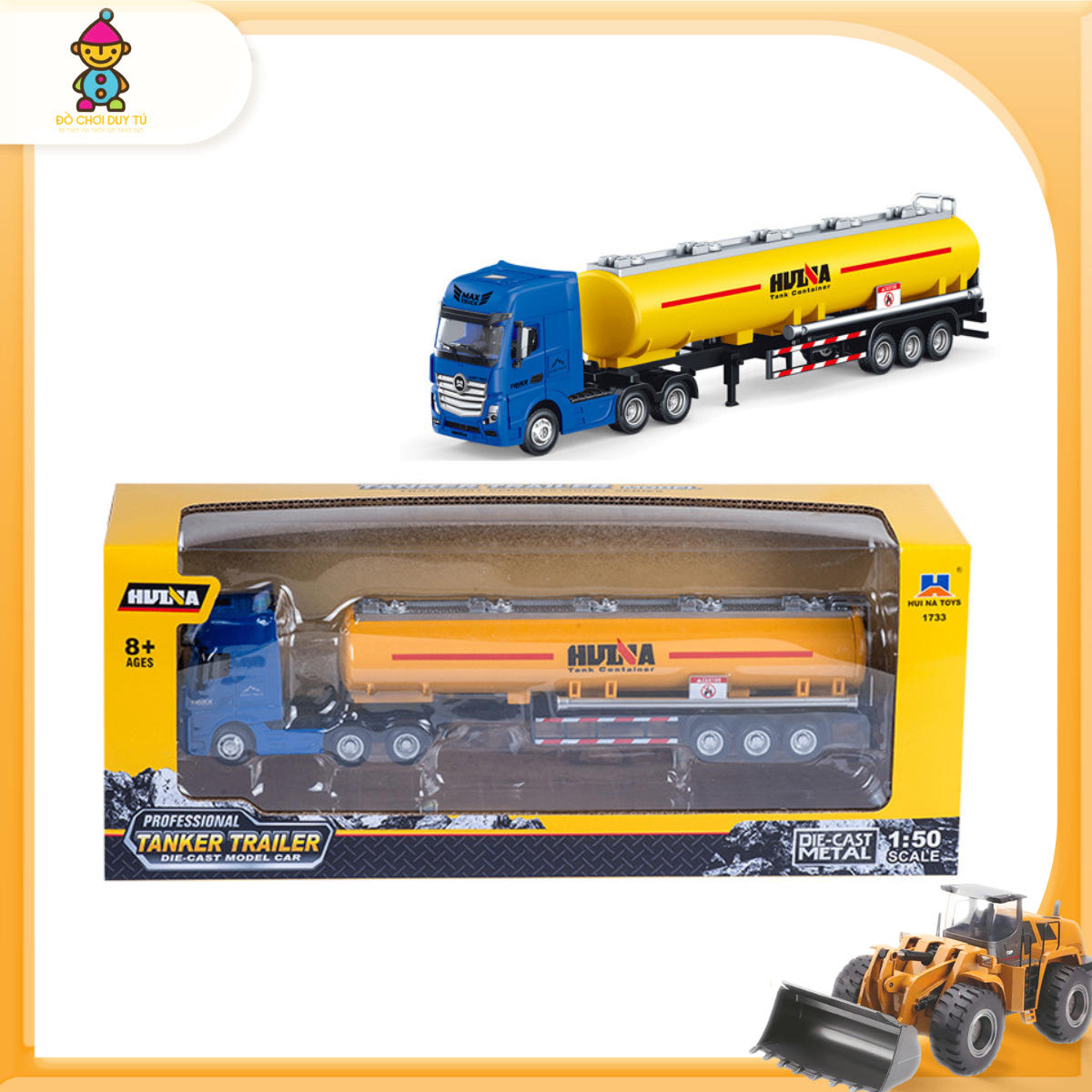 Huina 7733 Mô Hình Tĩnh Xe Container Bồn 1:50