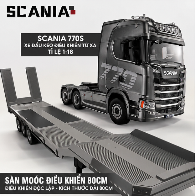 Combo đầu kéo HUINA 1501 PRO XÁM + Mooc sàn HUINA 1502 XÁM