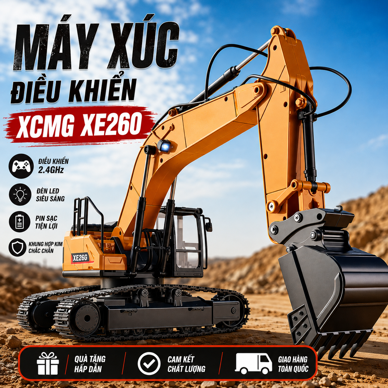 Máy Xúc Điều Khiển Từ Xa HUINA XCMG XE260