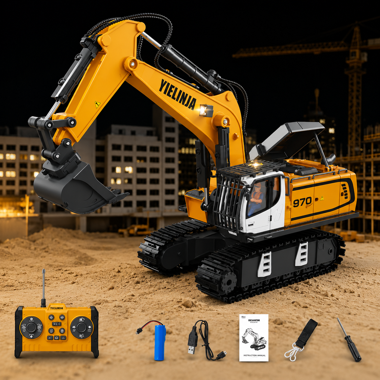TCS 1:30 Máy xúc điều khiển 13 Kênh YLJ01 1:30 (gầu sắt)