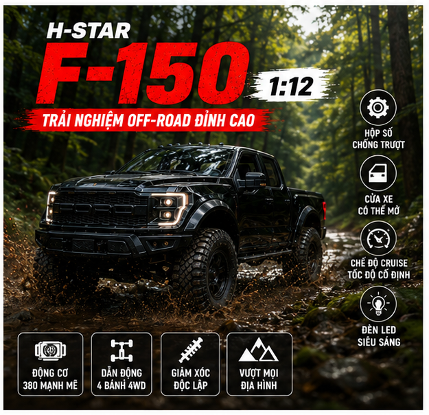 Xe bán tải RC F150 1:12 | Mầu ĐEN