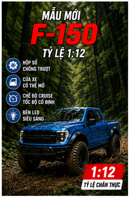 Xe bán tải RC F150 1:12 | Mầu XANH