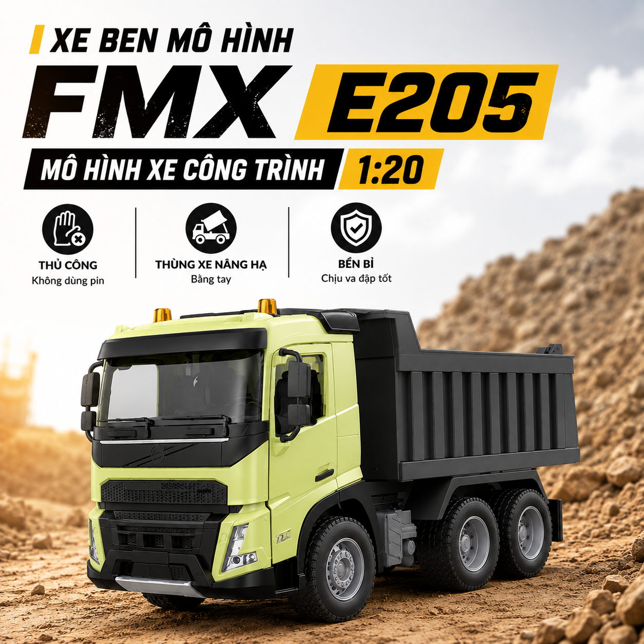 Xe Ben Volvo FMX Double E E205 1:20 Mô Hình Nhựa