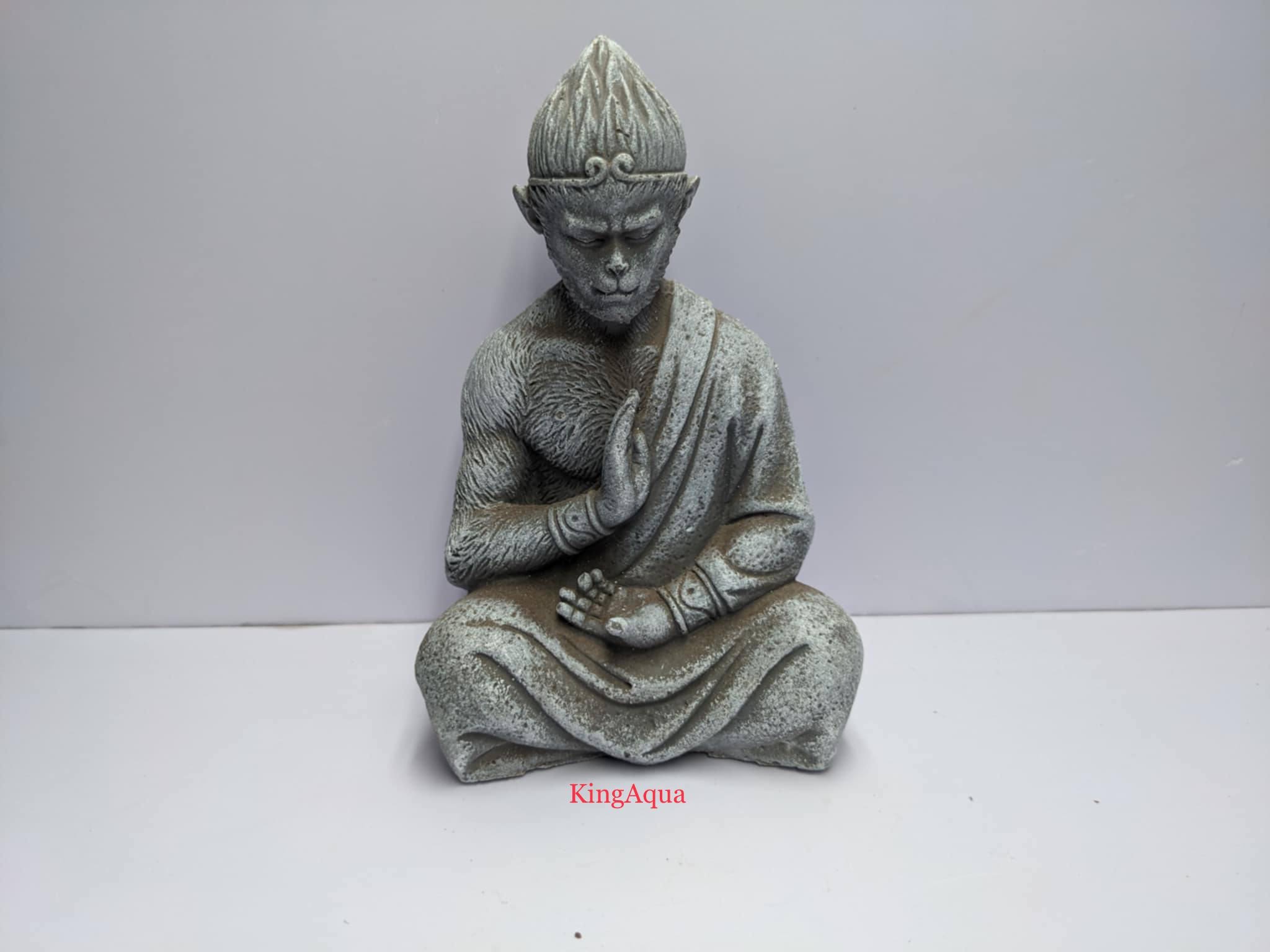 Trang trí bể - Tượng tôn ngộ không ngồi thiền (10cm)
