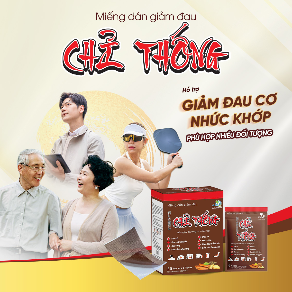Miếng dán giảm đau Chỉ Thống (20 túi)