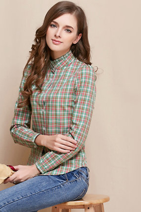Sơ mi caro nhỏ xanh đỏ