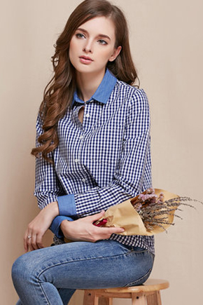 Sơ mi caro nhỏ xanh