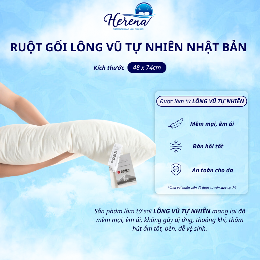 H04 - Ruột gối lông vũ tự nhiên Nhật Bản