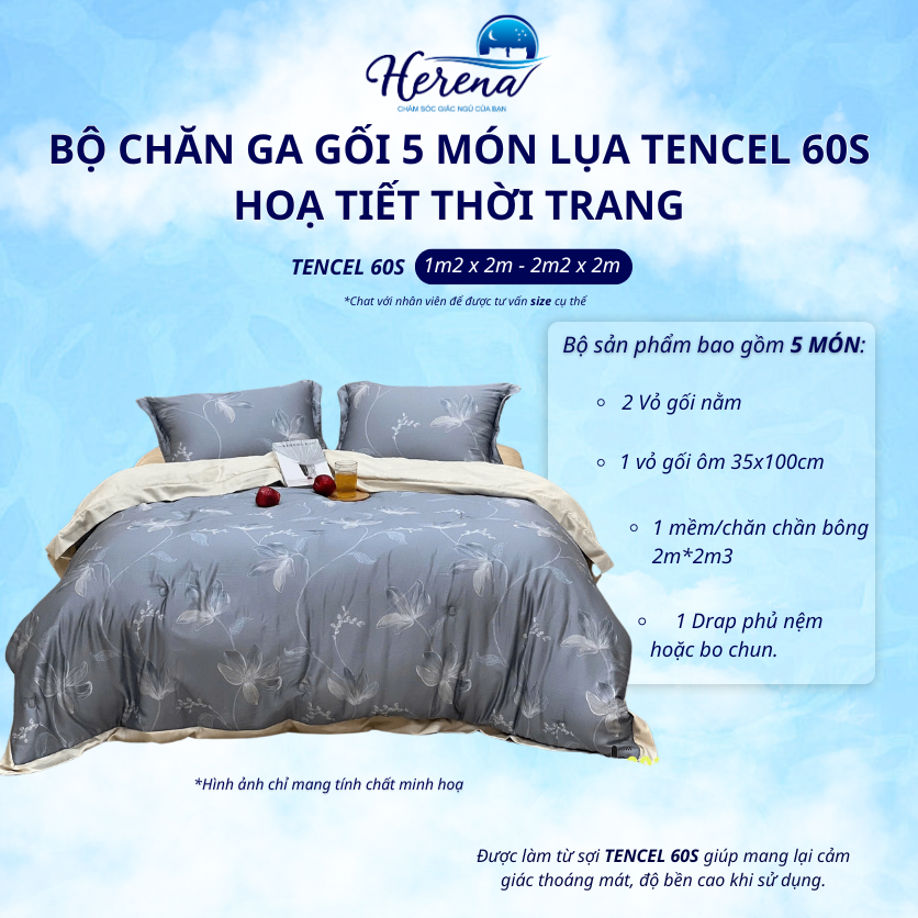 Set lụa tencel hoa mới 1