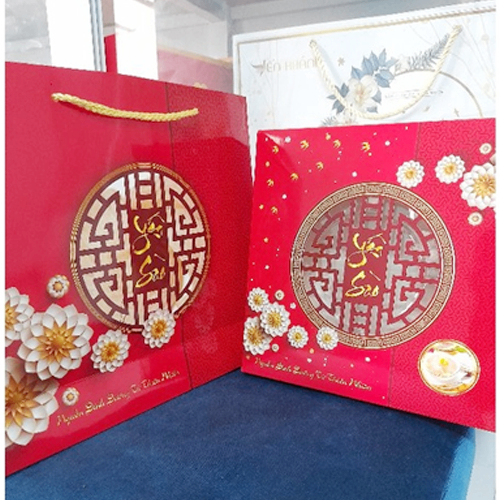 Combo Hộp Quà Gấp Đỏ cúc gồm Túi