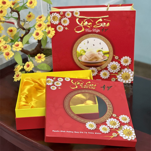 Combo Hộp quà Vuông 1 đường- đỏ cúc