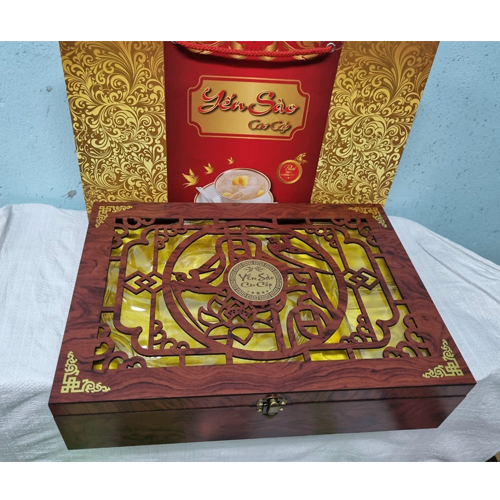 Hộp quà gỗ HM 2 khay- đỏ