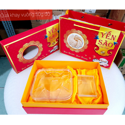 Combo Hộp quà ML - Vuông 1 đường - đỏ chén yến mới