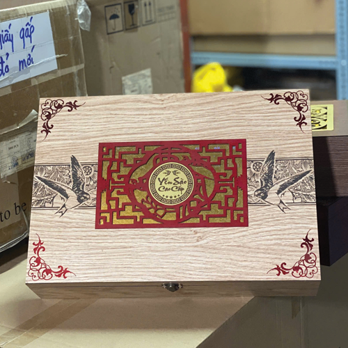 Hộp quà gỗ HM 2 khay- trắng