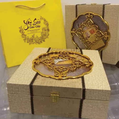 Combo Hộp quà gỗ xám gồm hộp ĐL100g