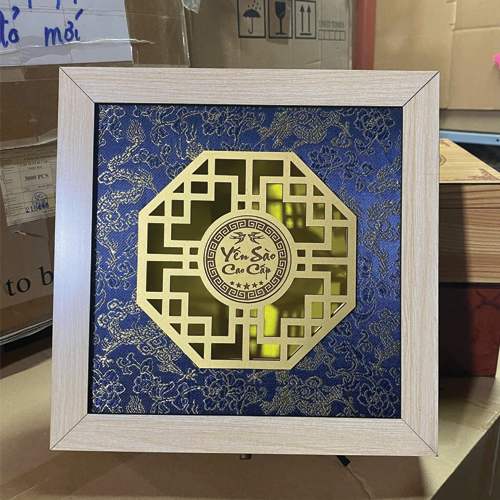 Hộp quà gỗ 1HM- xanh hoa văn