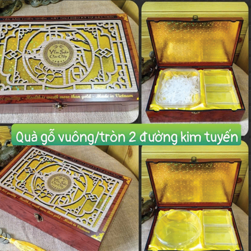Hộp quà gỗ Vuông/Tròn 2Đ kim tuyến