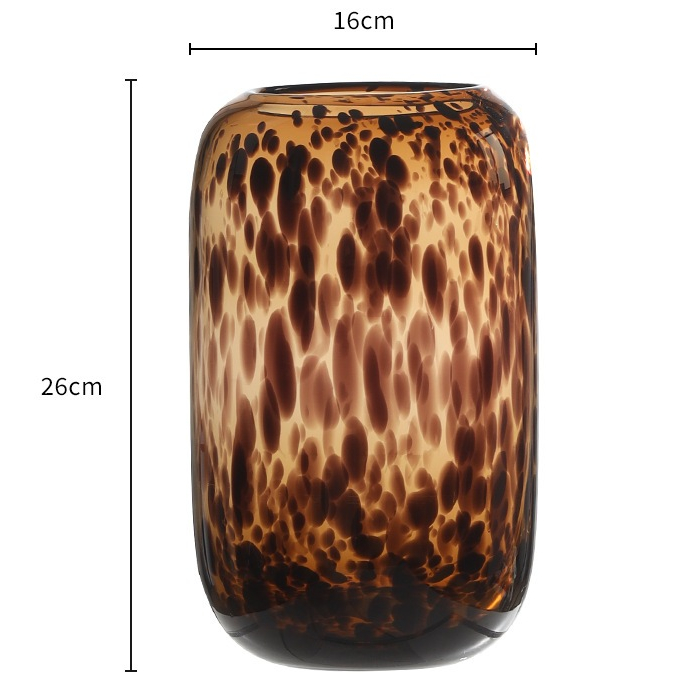 Bình cắm hoa thủy tinh Amber Leopard print glass vase - Size lớn