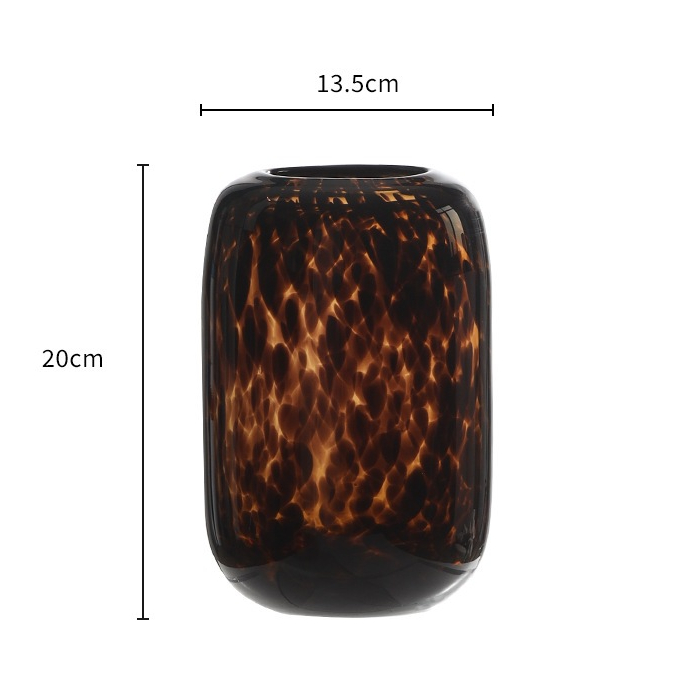 Bình cắm hoa thủy tinh Amber Leopard print glass vase - Size nhỏ