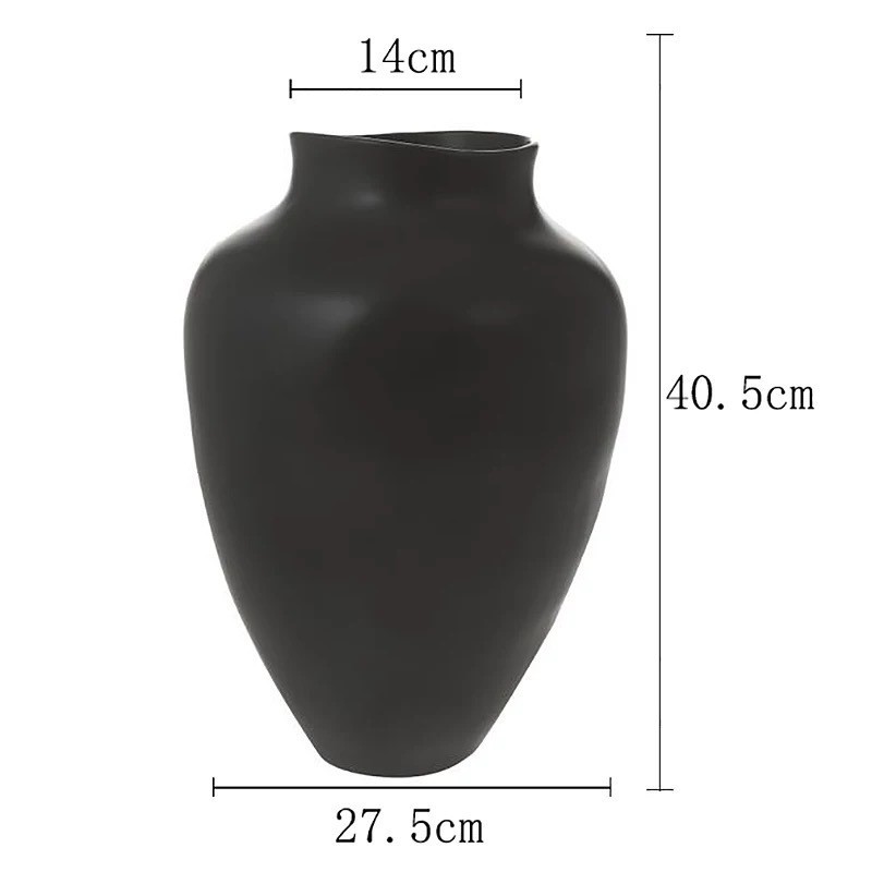 Bình gốm sứ Noir Vase phong cách Wabi-Sabi - Đen lớn