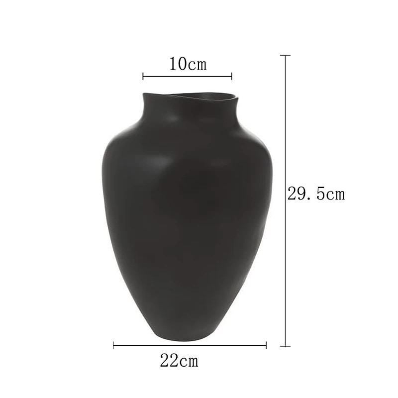 Bình gốm sứ Noir Vase phong cách Wabi-Sabi - Đen nhỏ