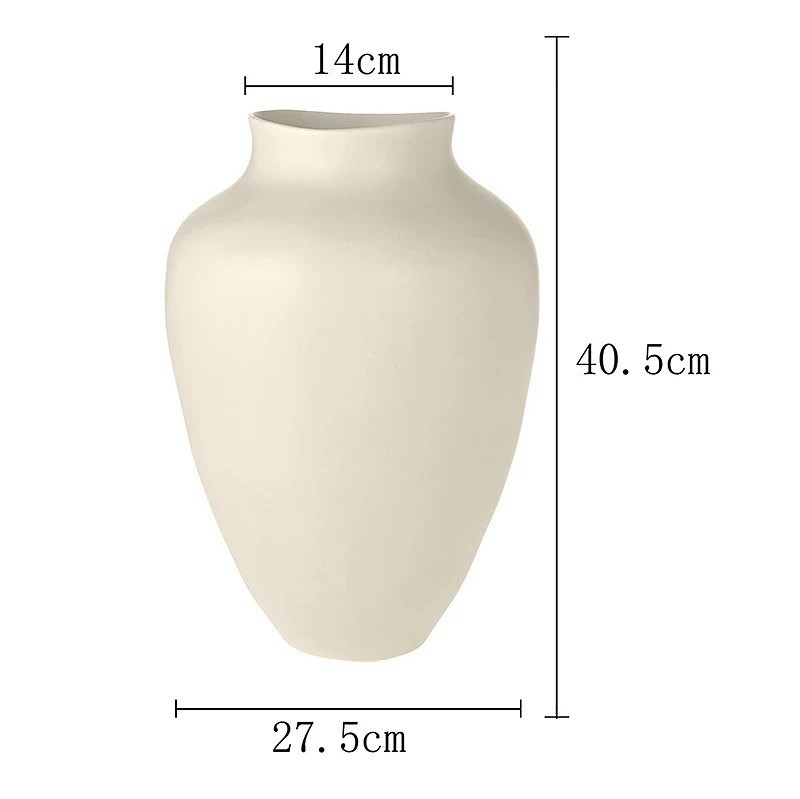 Bình gốm sứ Noir Vase phong cách Wabi-Sabi - Trắng lớn