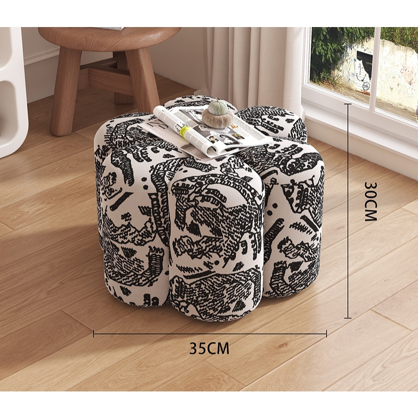 Ghế đôn sofa hình cánh hoa | Flower Shaped Ottoman - Họa tiết vân hổ