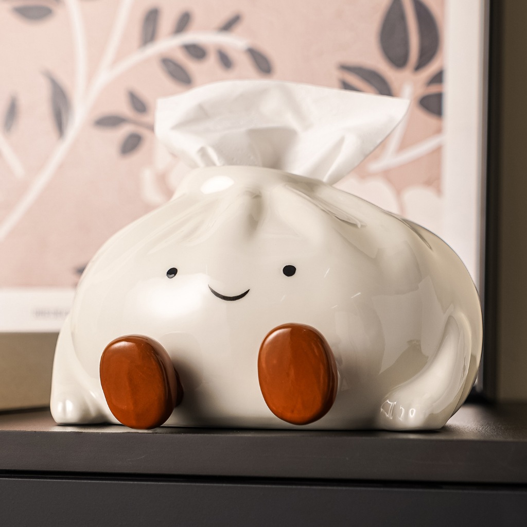 Hộp đựng giấy ăn gốm sứ hình bánh bao