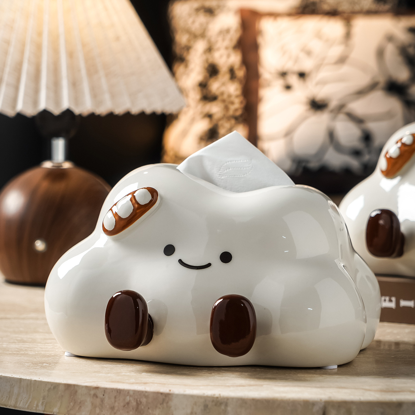 Hộp đựng giấy gốm sứ men bóng hình đám mây