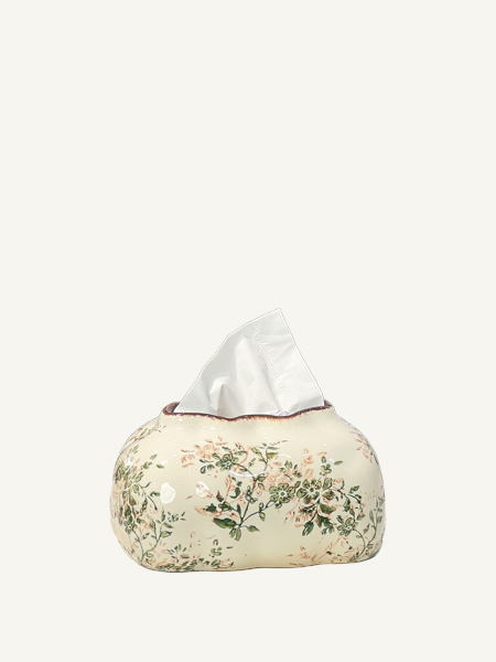 Hộp khăn giấy gốm sứ decor hoạt tiết hoa nhí xanh độc đáo